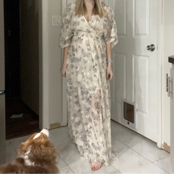 Baltic Born Luca Jacquard Kimono Maxi Dress | Sage - XS - Picture 2 of 3